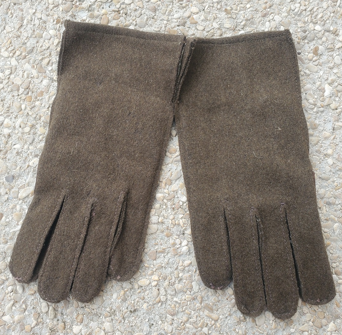 militaria : Paire gants en laine/cuir style US WW2