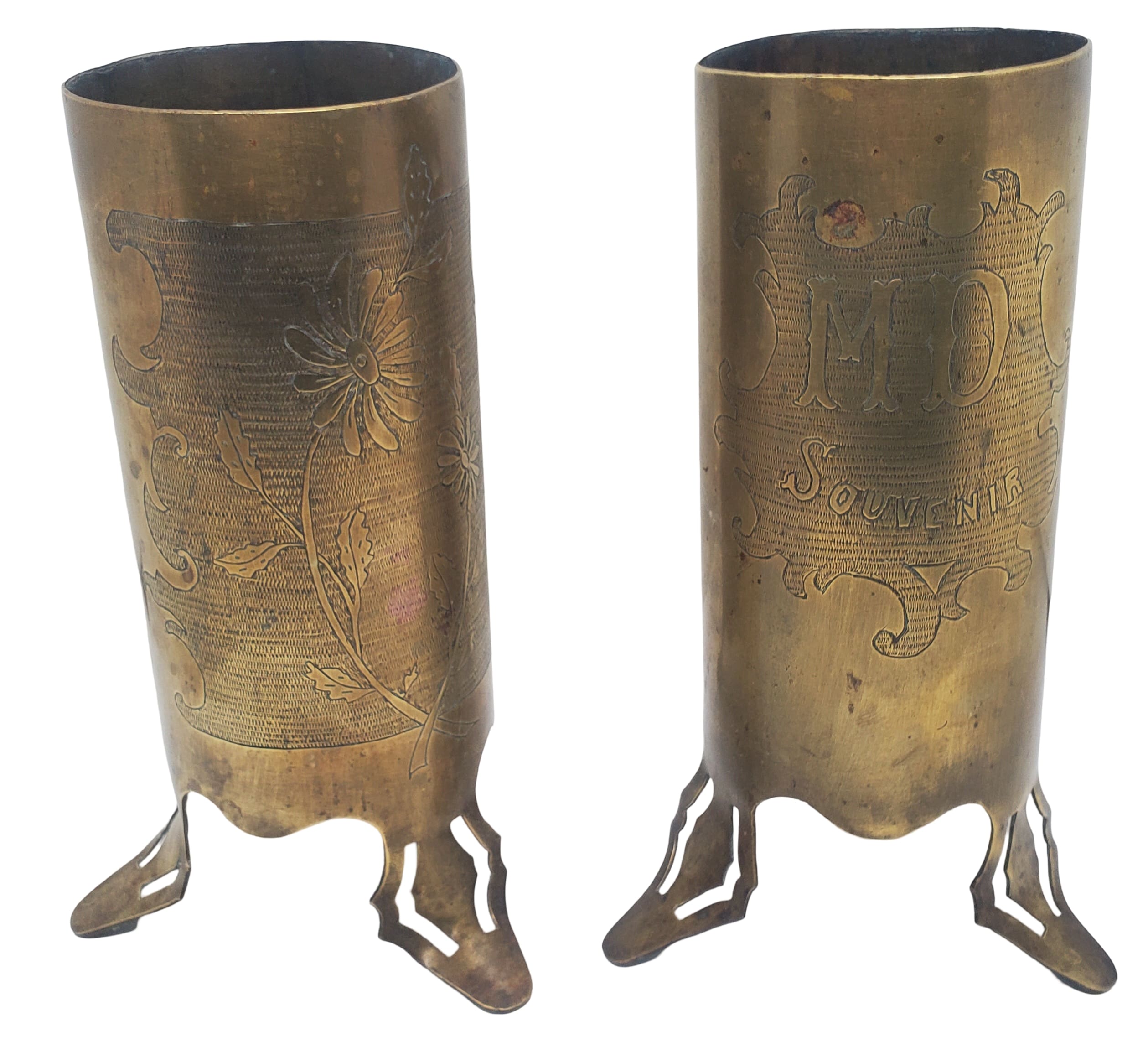 militaria : Paire de vases art de tranchée FR WW1