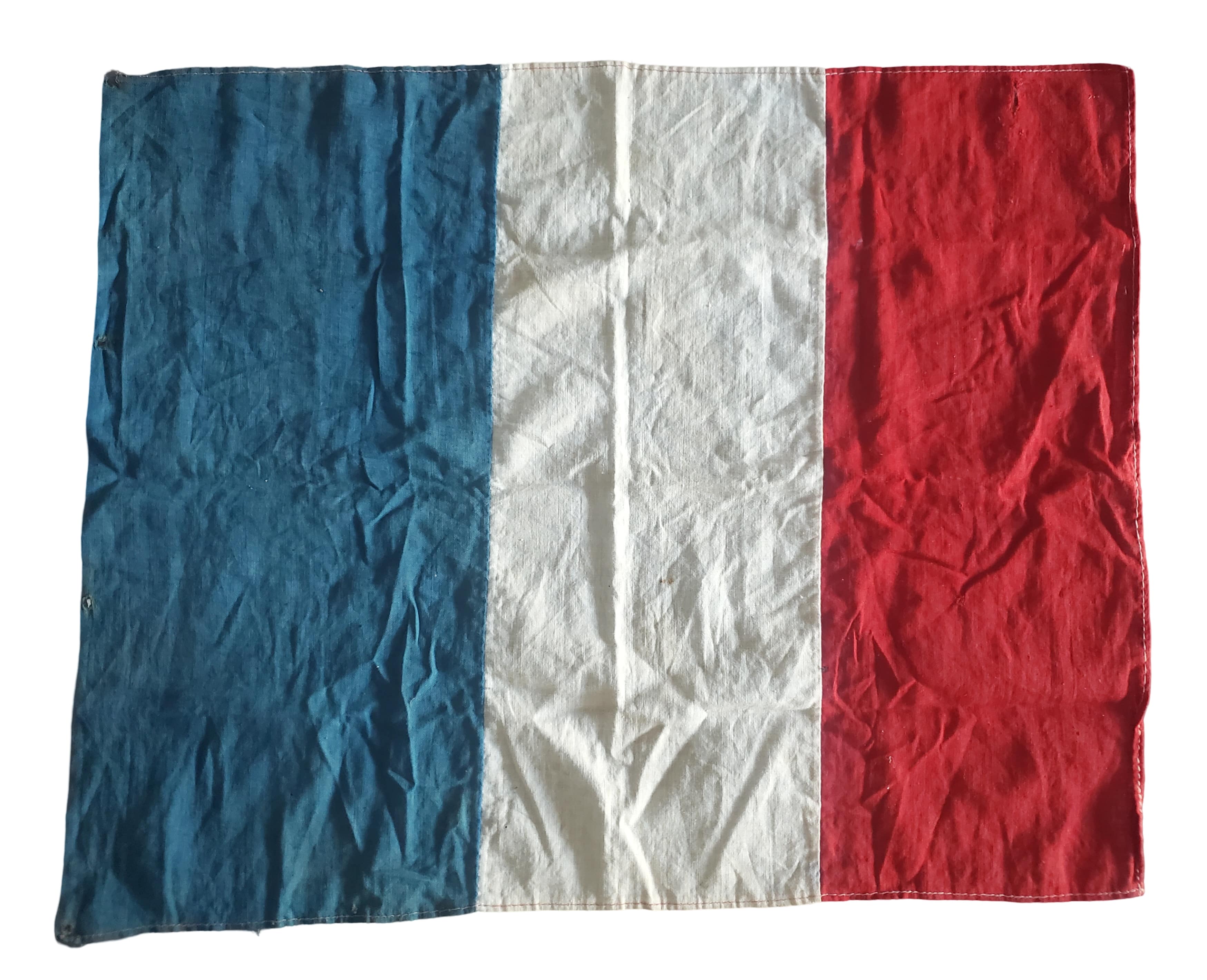 militaria : Drapeau tricolore en coton libération Haute-Marne FR WW2