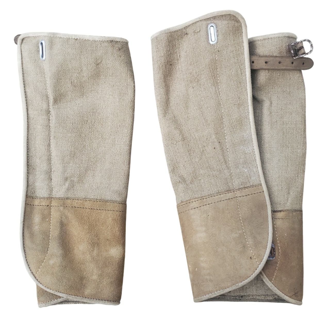 militaria : Paire de guêtres en toile civiles années 40