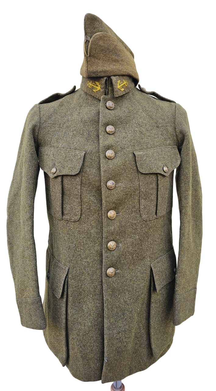 militaria : Ensemble vareuse et bonnet de police moutarde coloniale FR40