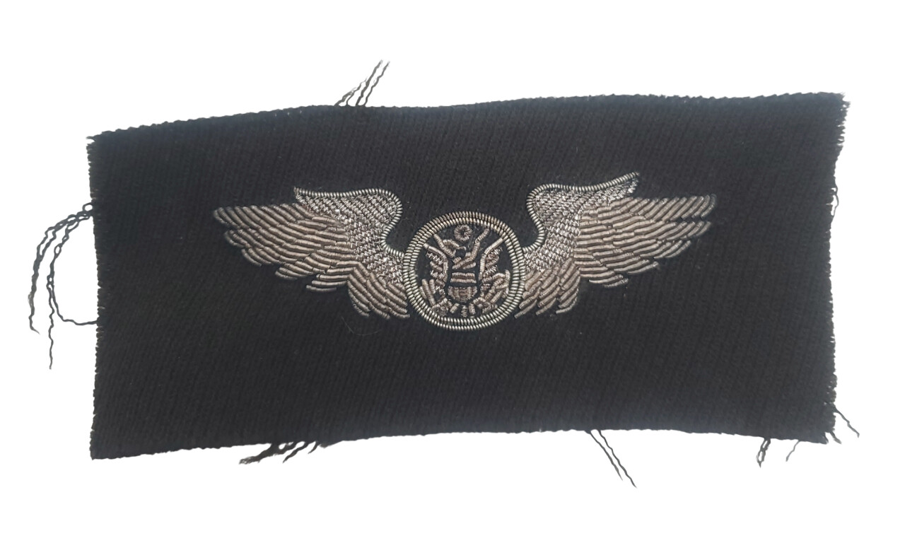 militaria : Brevet pilote USAAF brodé cannetille US WW2