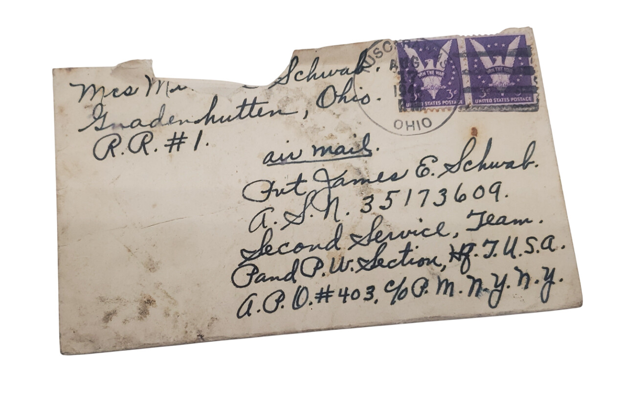 militaria : Lettre soldat américain 3ème Armée-gardien prisonniers US WW2