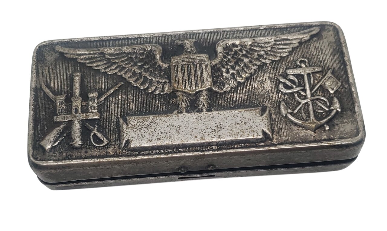 militaria : Boite vide rasoir motifs patriotiques US WW2