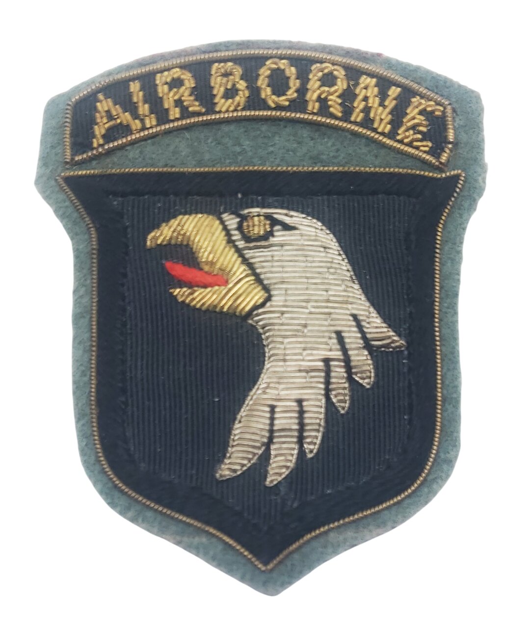 militaria : Patch 101nd airborne division brodé cannetille US WW2