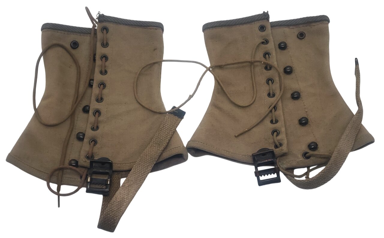 militaria : Paire de guêtres modèle 1938 3R raccourcie US WW2