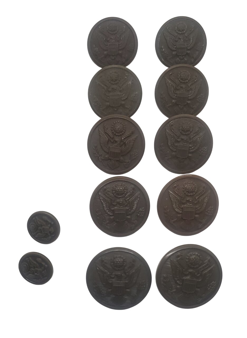 militaria : Lot boutons pour overcoast US WW2