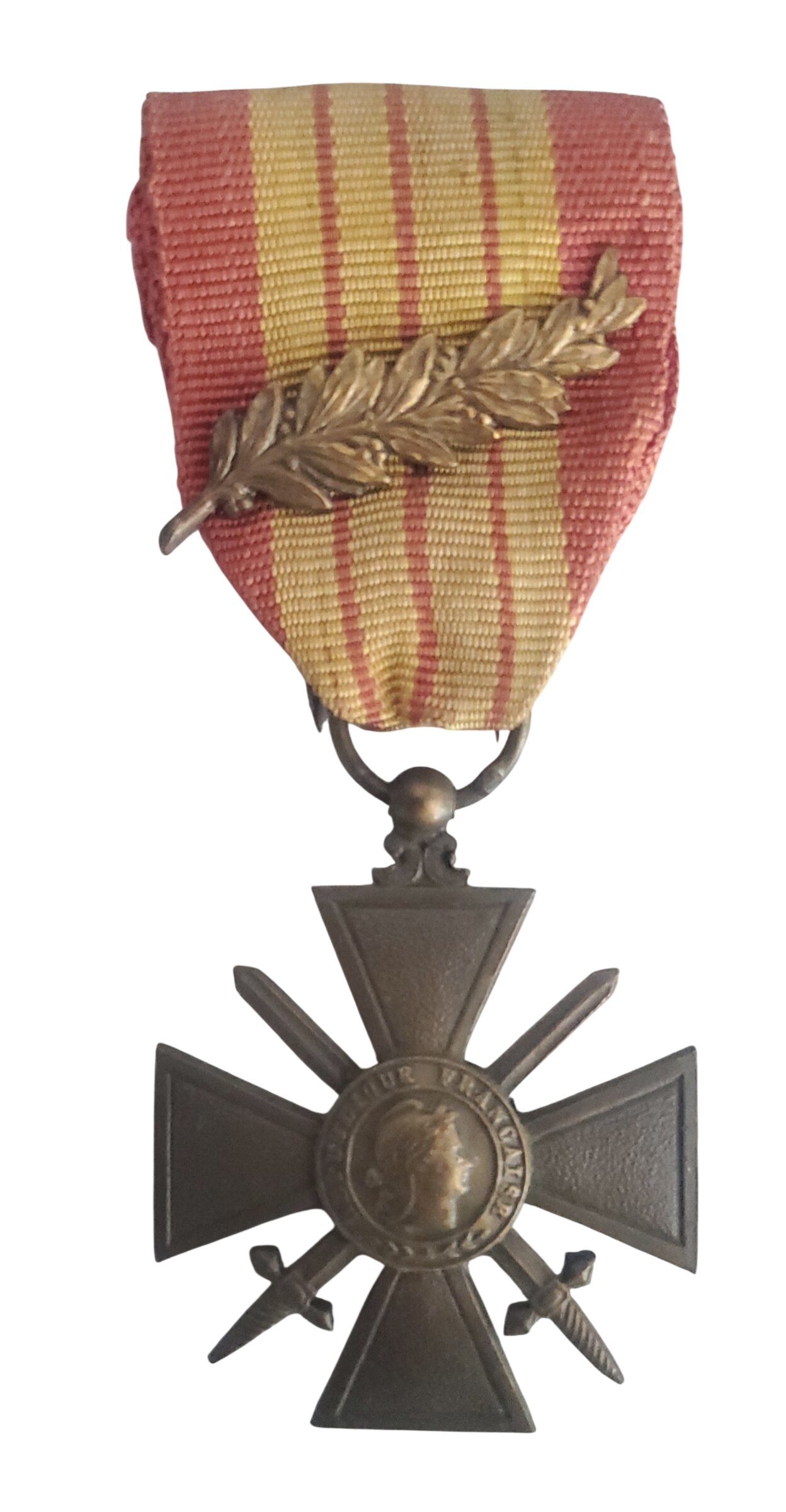 militaria : Médaille croix de guerre 1939 avec palme