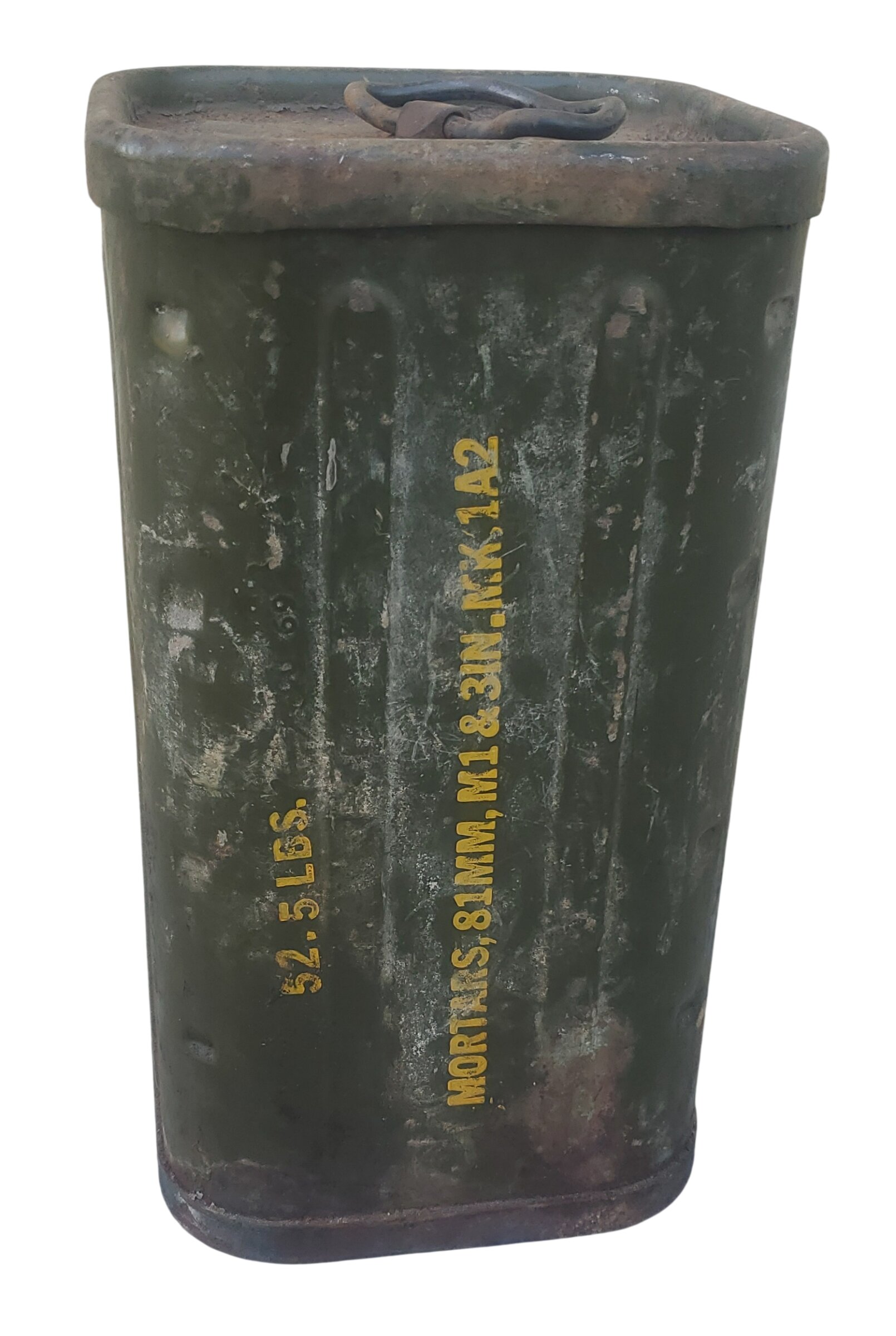 militaria : Caisse fer obus mortiers 81 mm US WW2