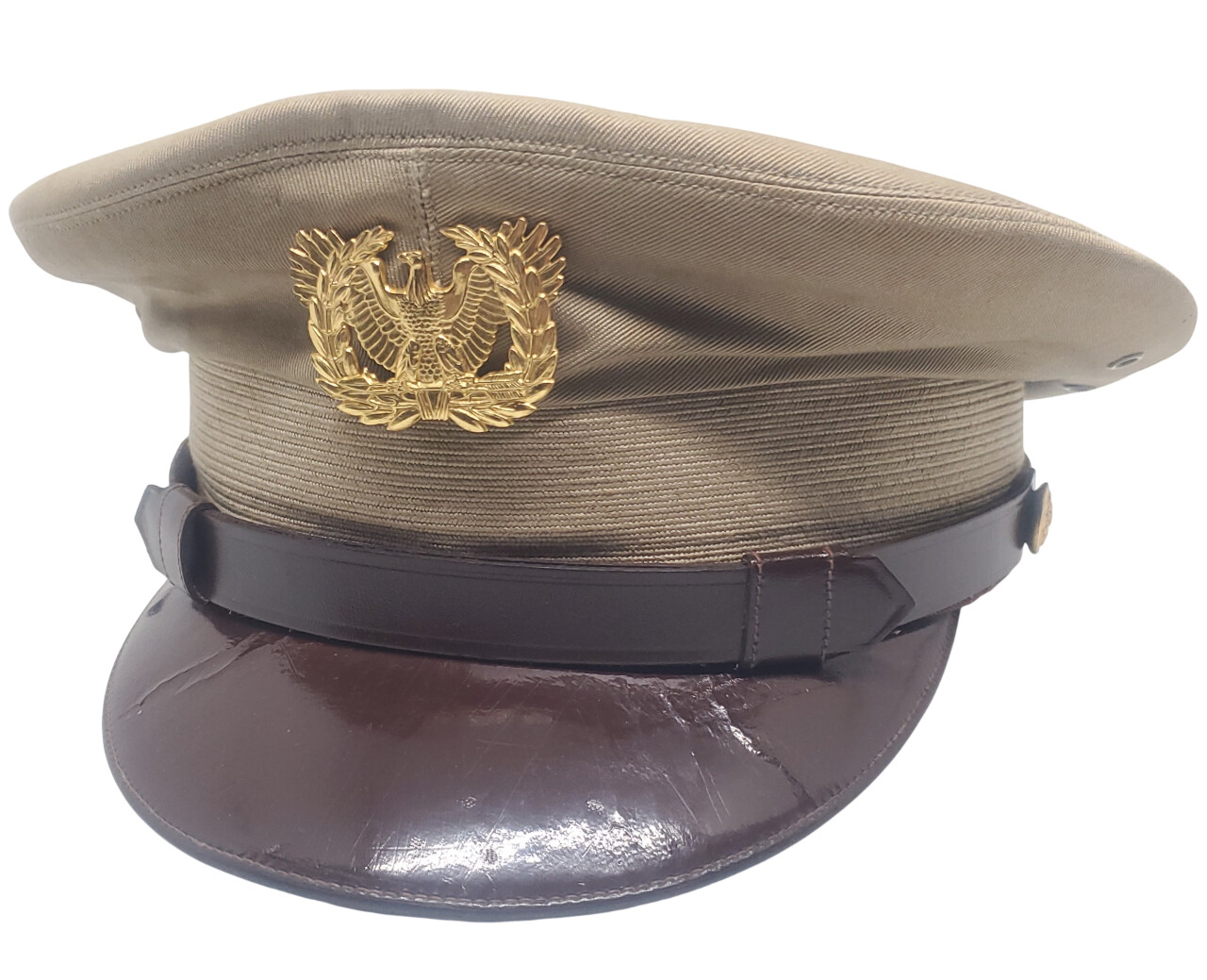 militaria : Casquette cap service enlisted man's  chino Warrant Officier US WW2