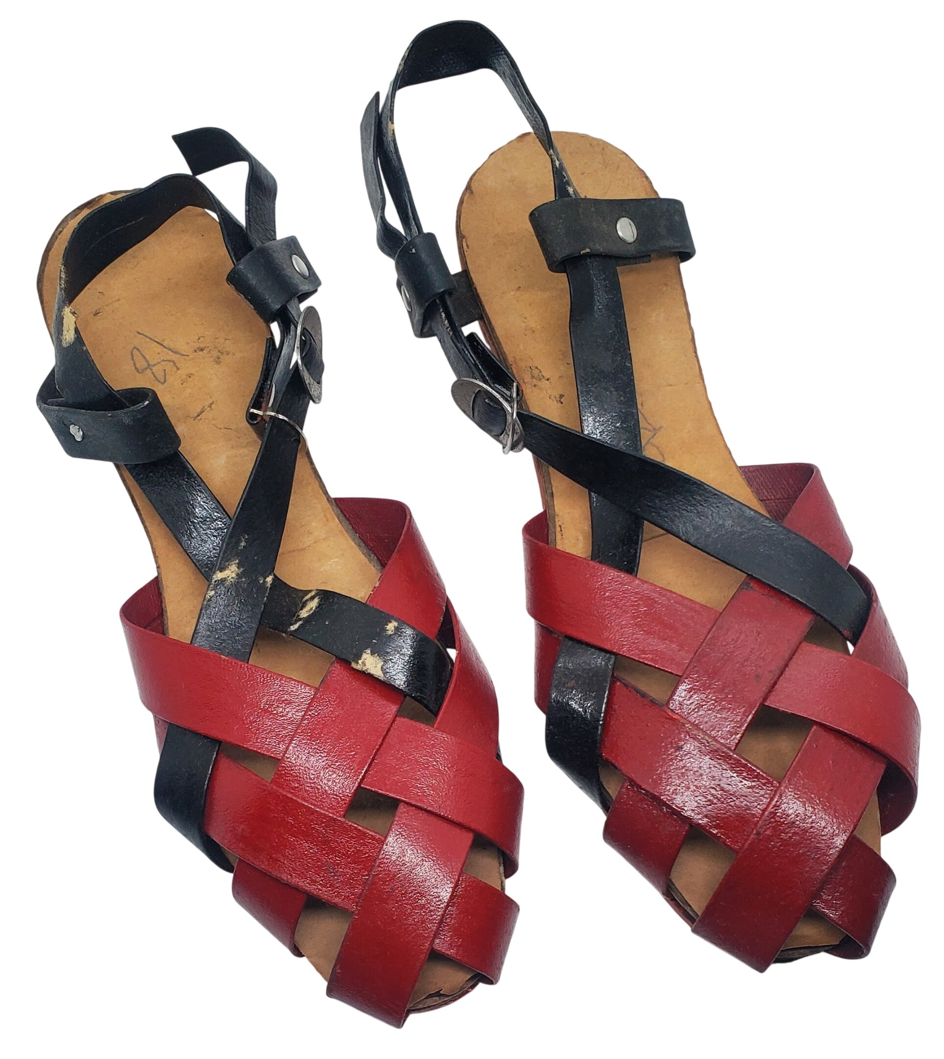 militaria : Paire sandalettes femme civil années 40