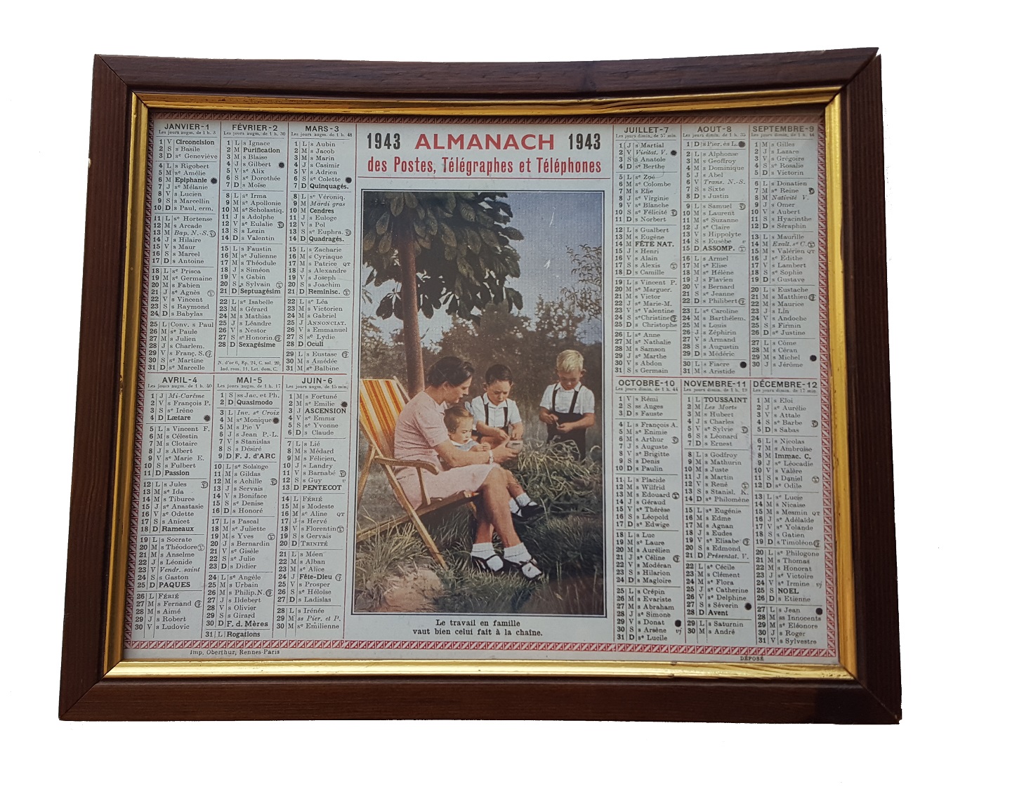 militaria : Calendrier almanach civil 1943