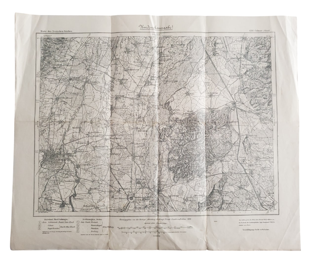 militaria : Carte secteur Colmar ALL WW1