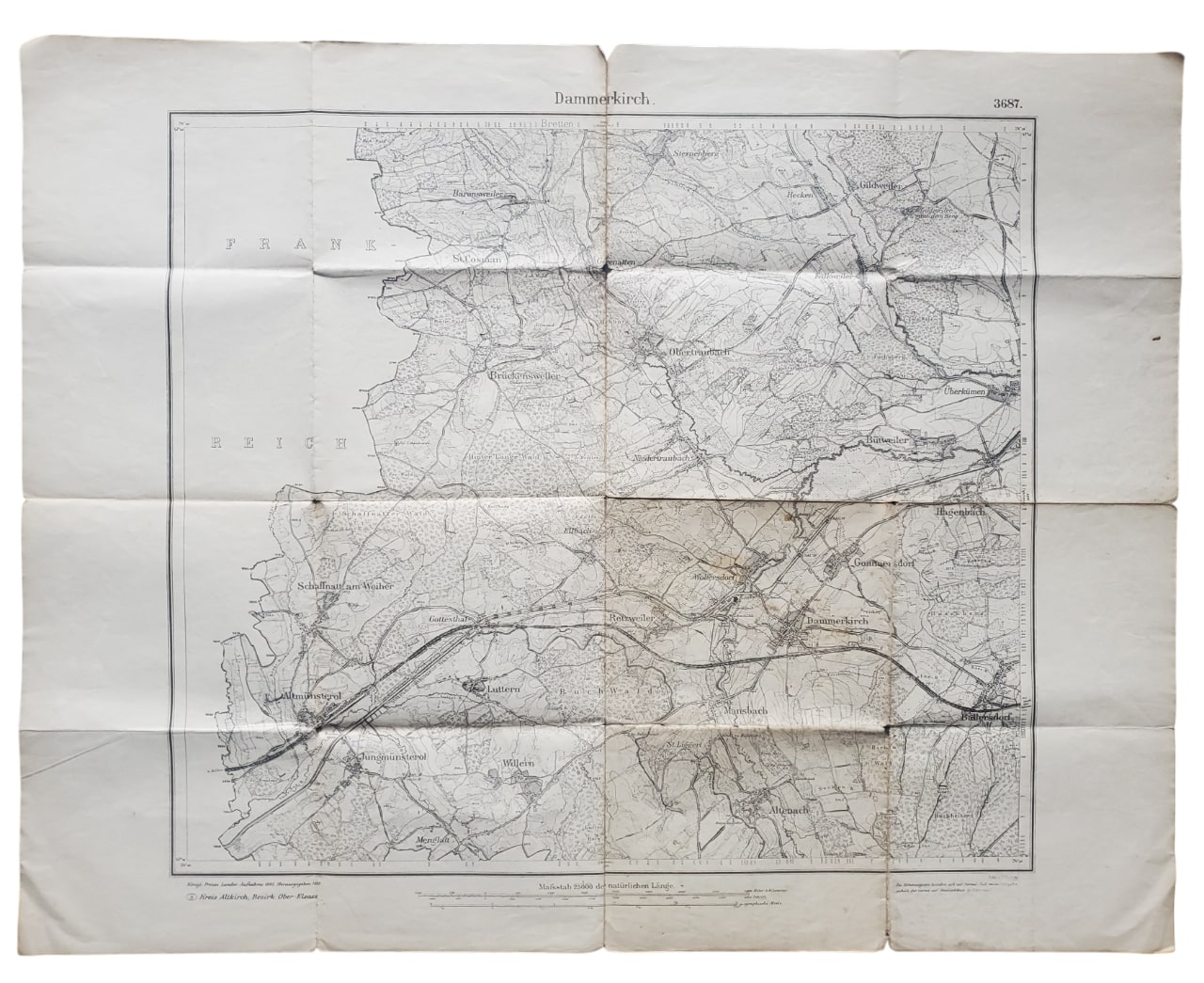 militaria : Carte secteur Dannemarie ALL WW1