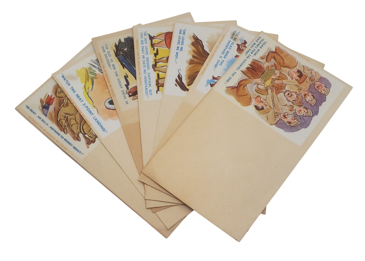 militaria : Lot de 8 enveloppes humoristiques US WW2