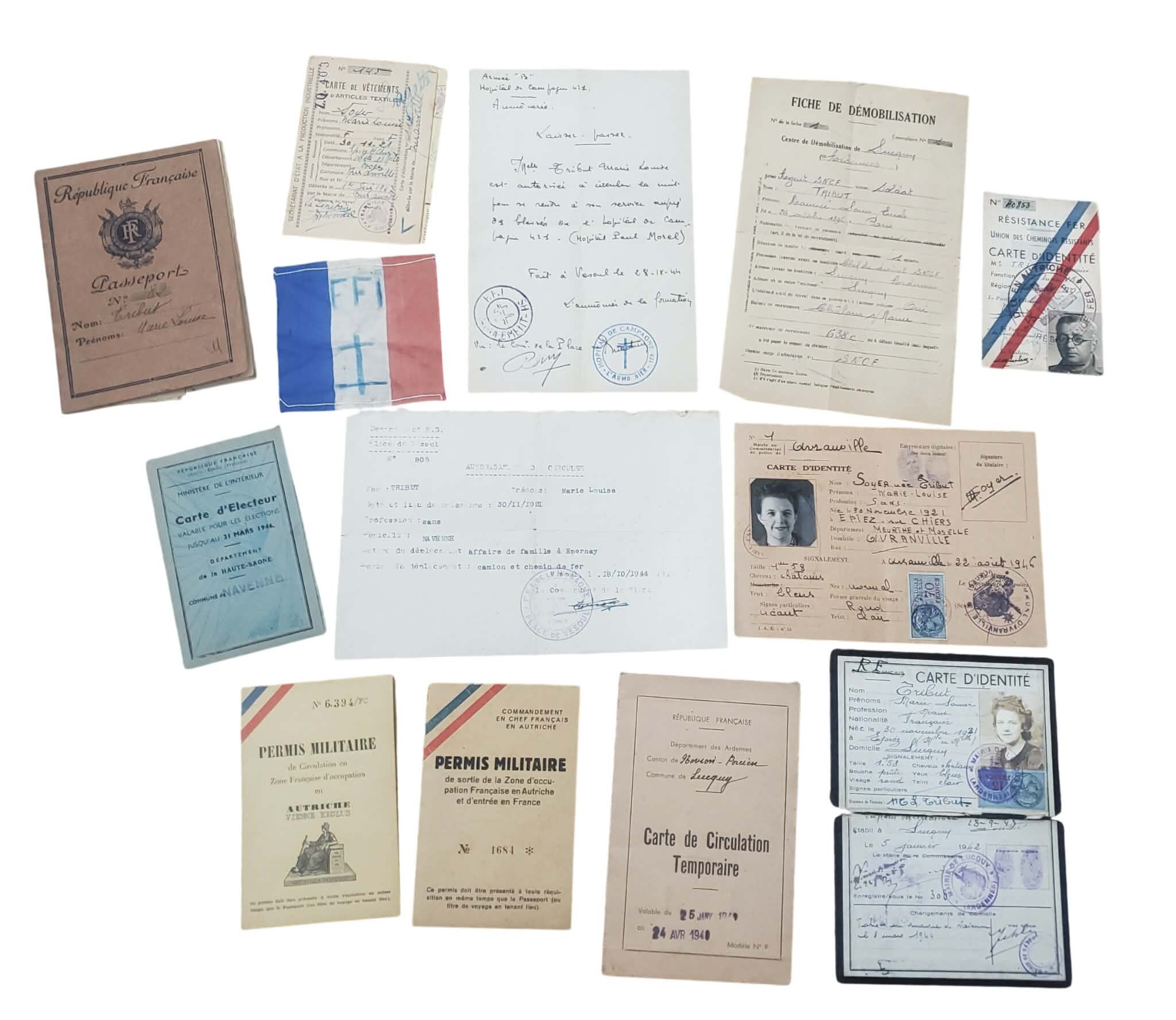 militaria : Lot documents insigne FFI Haute-Saône WW2 - POST WW2