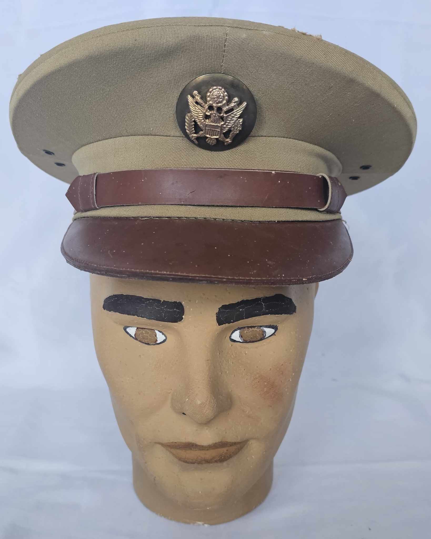 militaria : Casquette cap service enlisted man's chino US WW2