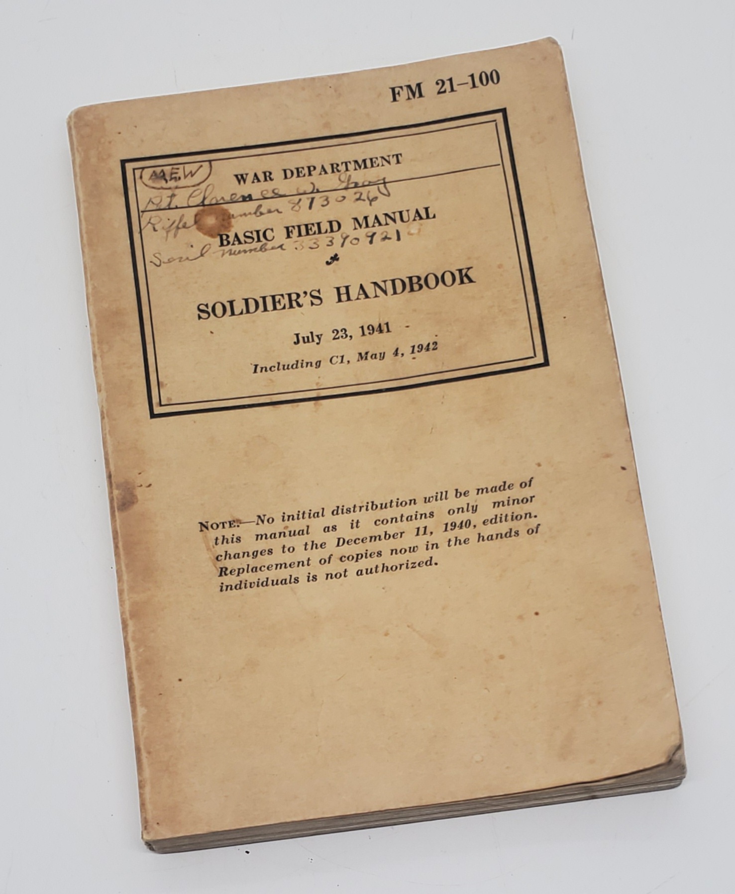 militaria : Manuel FM 21-100 Soldiers Handbook US WW2