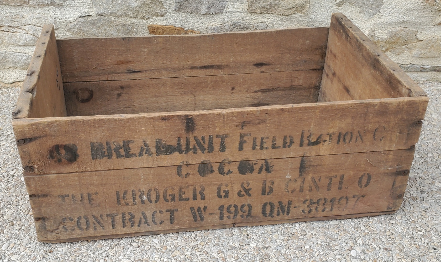militaria : caisse bois de ration C cacao US WW2