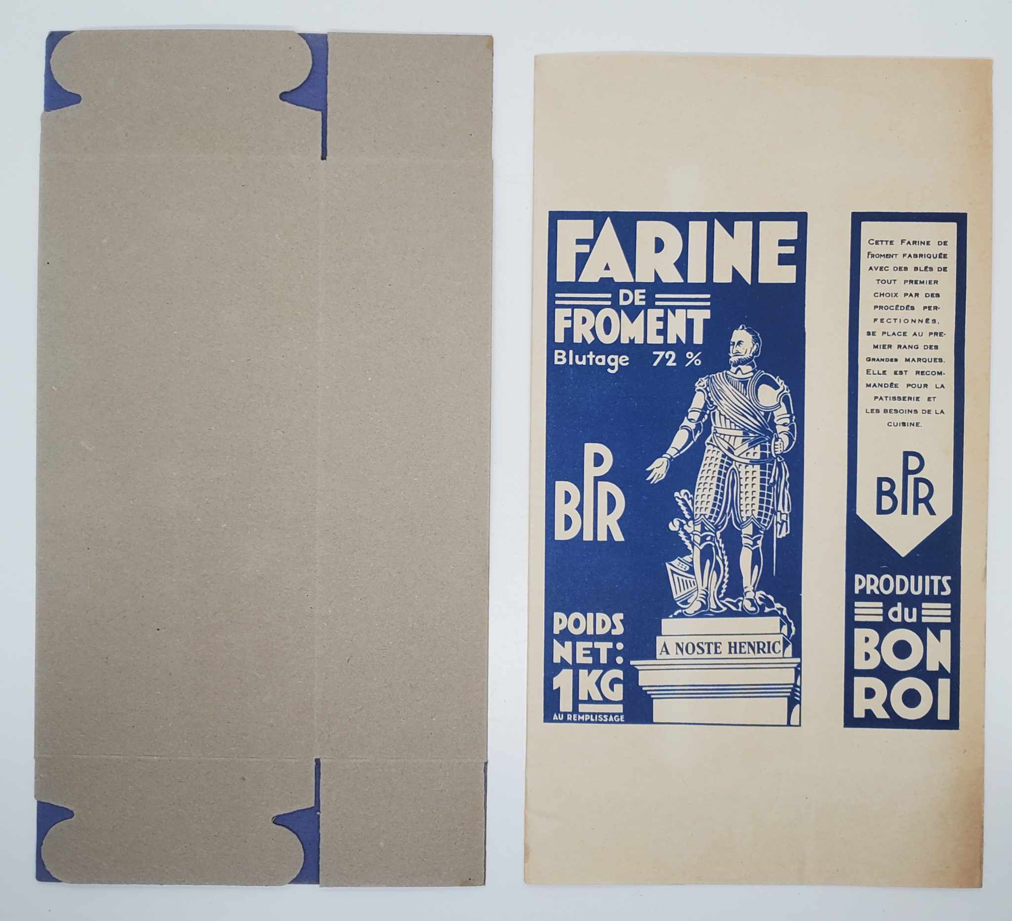 militaria : Sachet papier cartonné de farine de froment FR WW2