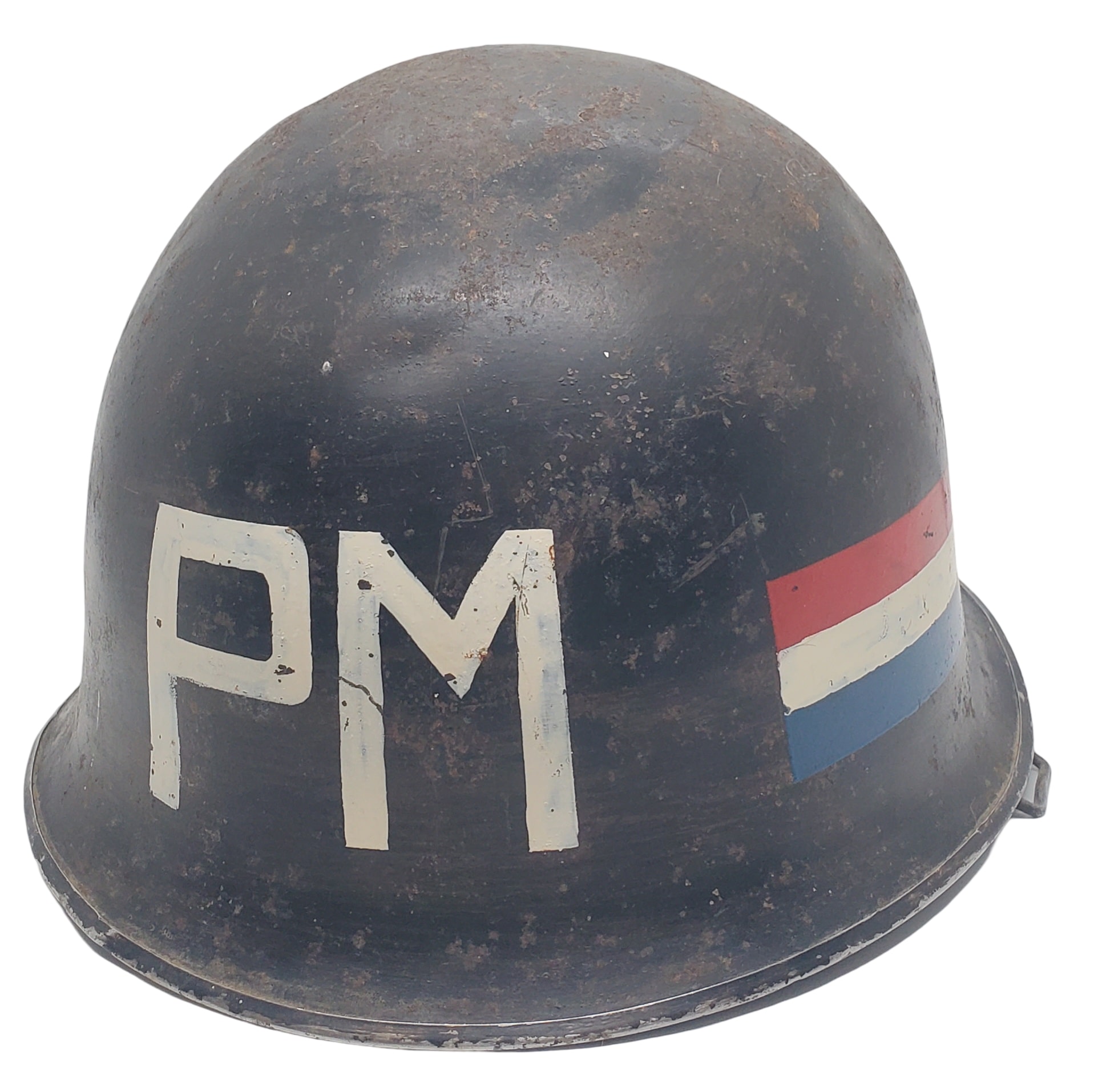 militaria : Coque casque modèle 1951 Police Militaire FR POST WW2