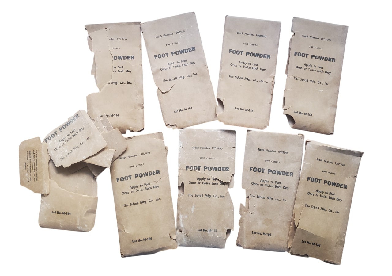 militaria : Lot sachets talc foot powder US WW2