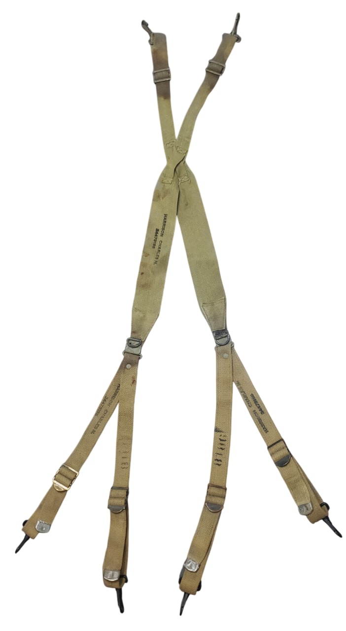 militaria : Brelage modèle 1936 US WW2 nominatif matriculé