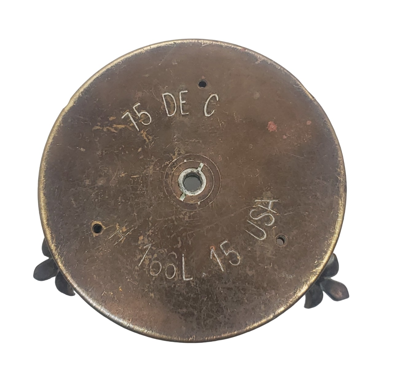 militaria : Art de tranchée - Dessous de plat douille 75 mm US WW1