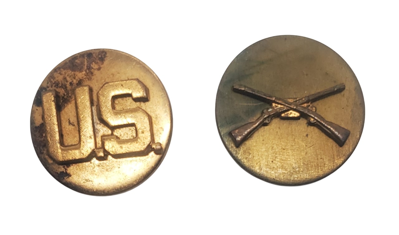 militaria : Paire disques de col infanterie US WW2