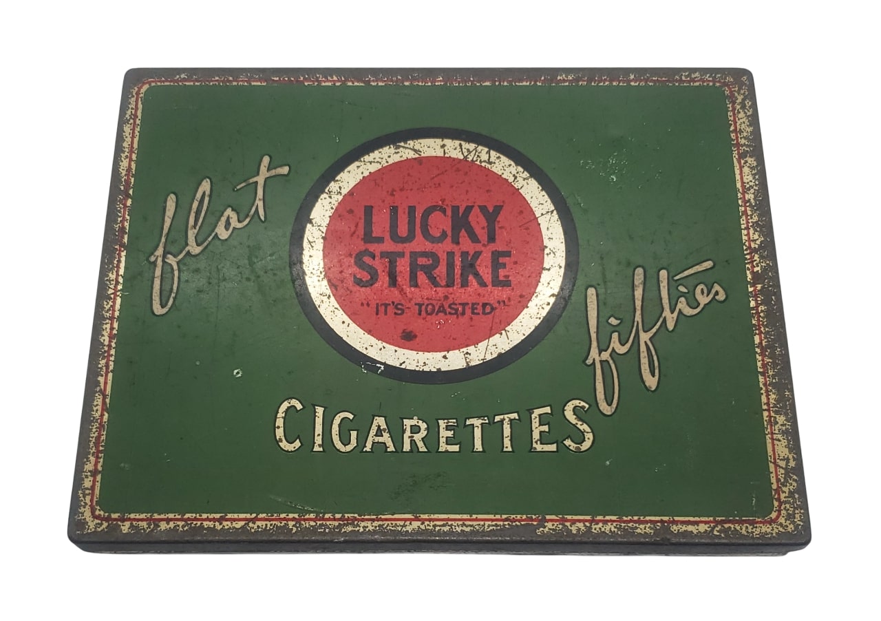 militaria : Boite métal plate cigarettes 
