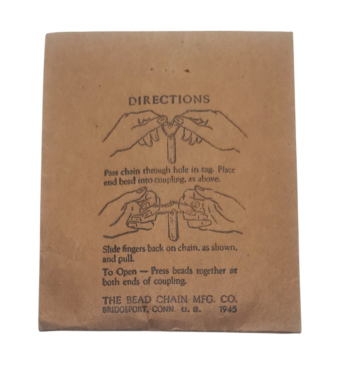 militaria : Chainettes de dog tag avec étui papier US WW2