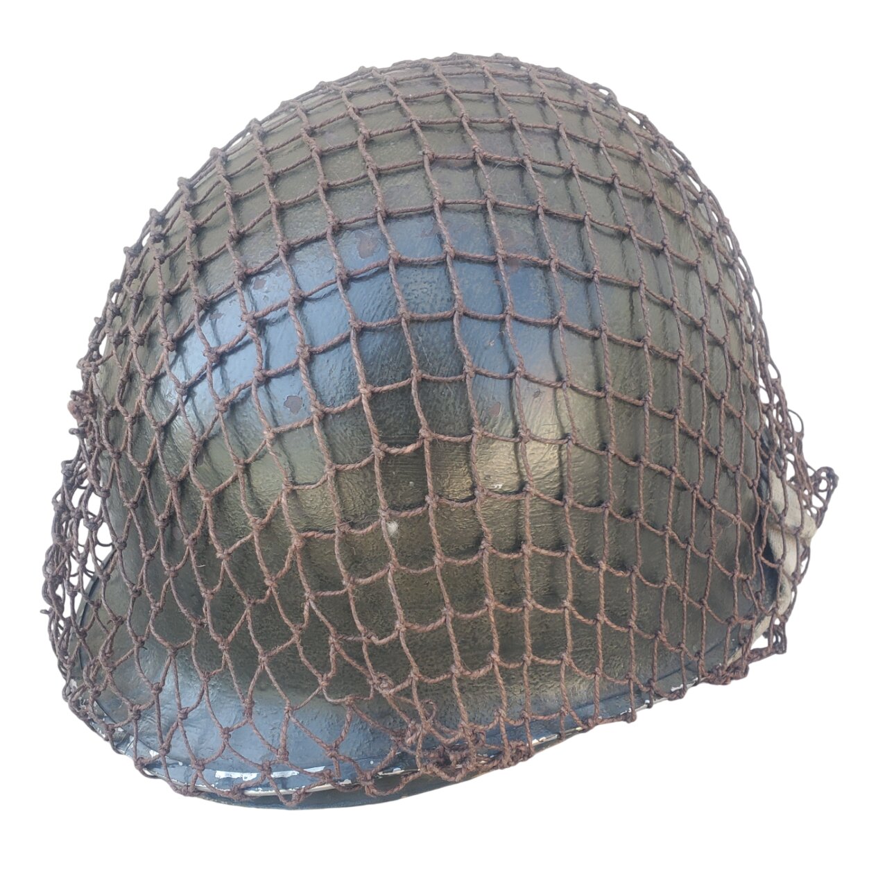 militaria : Filet casque mailles marrons US/GB WW2