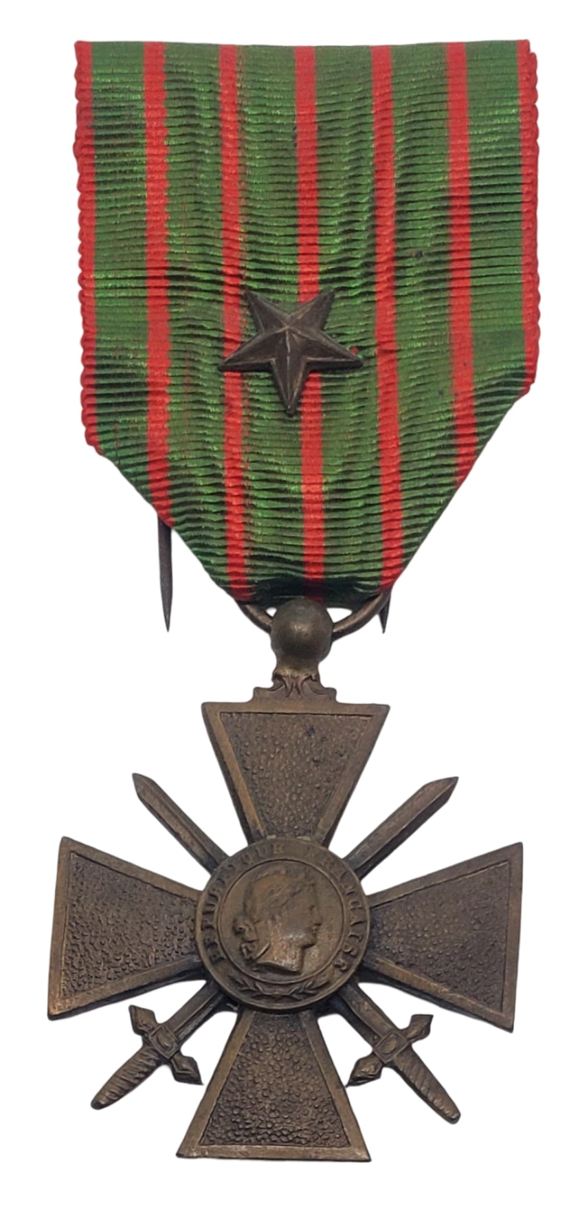 militaria : Médaille croix de guerre 1914-1918 avec étoile