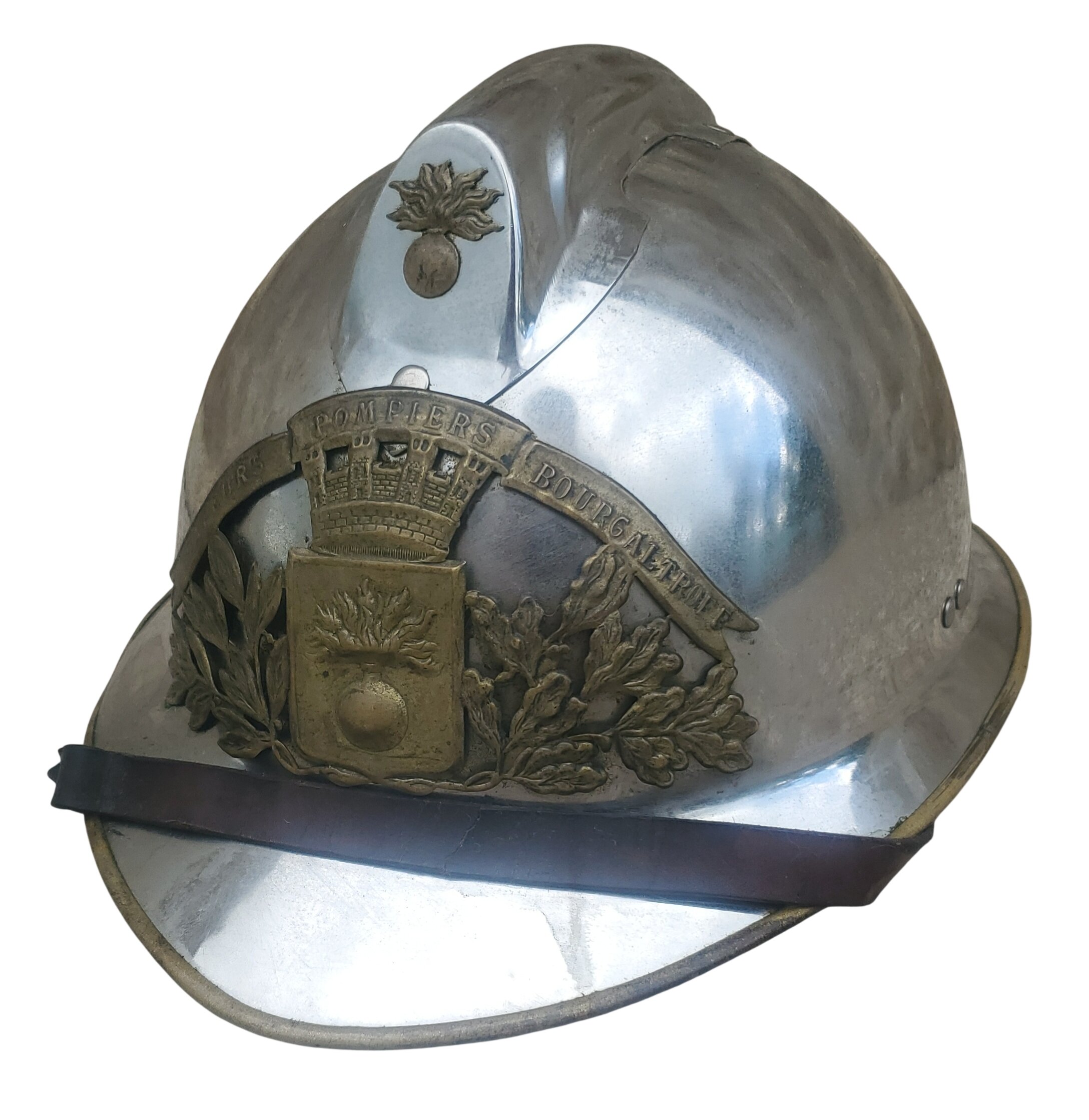 militaria : Casque adrian modèle 1933 pompier commune Bourgaltroff
